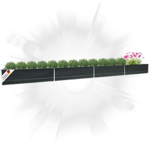 DELUKE® Hochbeet für Garten Oskar Anthrazit | 600x80x45cm | Verzinkter Stahl | Wetterfest | Hochbeet Metall Gartenbeet Kräuterbeet Blumenbeet Beet hoch Frühbeet für Garten Gemüsebeet