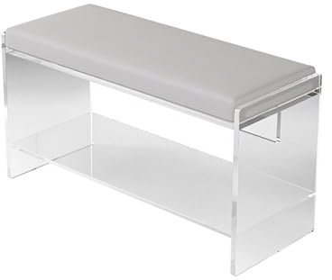 RR-YRL Lange Acrylschuh-Bank Mit Kissen, 2-Schicht-Eingangs-Speicher-Schrank, Anlage-Stand, Breite 32Cm/Höhe 45Cm,Grau,80CM