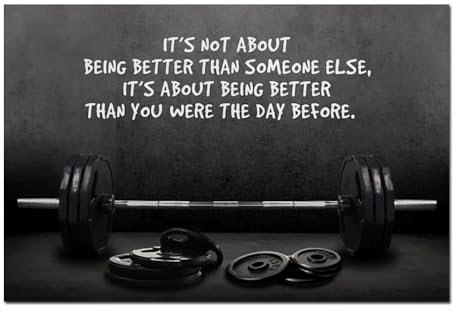 Turnstoff Raum Sport Poster und Drucke Modernes Barbell Bild auf Leinwand Wandkunst Dekorative Malerei Motivation Zitat Fitness Liebhaber(60x90cm no frame)