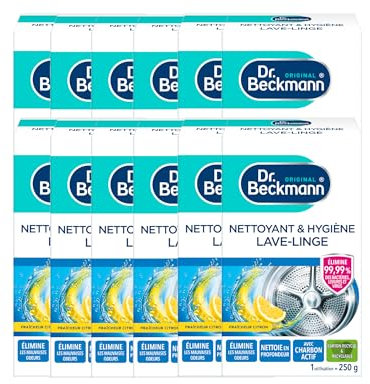 Dr. Beckmann - Nettoyant & Hygiène Lave-Linge - Désinfecte et Élimine Mauvaises Odeurs - Efficace et Durable - 250g - Utilisation Facile - Lot de 12