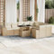 Homgoday 10-TLG. Garten-Sofagarnitur mit Kissen Balkonlounge Gartenmöbel Gartenlounge Gartensofa Balkon Sofa Sitzgruppe Sofa Lounge Balkonmöbel Gartenset Beige Poly Rattan