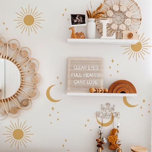 30 Stücke Sonne Mond Sterne Wandtattoo,Wandsticker Sonne, Wandtattoo Boho Aufkleben für Kinderzimmer,Wohnzimmer Dekoration