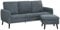 HOMCOM Ecksofa mit Schlaffunktion Sofa mit Fußhocker, 3 Wurfkissen, Eckcouch L-Form Couch für Wohnzimmer, Schlafzimmer 196 x 140 x 88 cm Grau