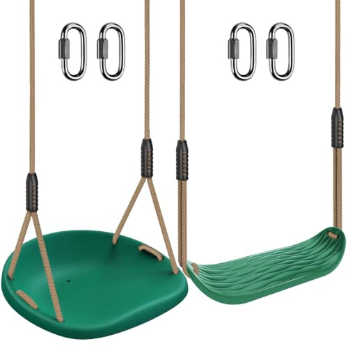 BeneLabe 2 st utomhusgunga, gungstol inomhus, stor plast, hård plast, babygunga, hård, med justerbart rep, 130–200 cm, karbinhake för bebis/vuxen/tonåring, 272 kg