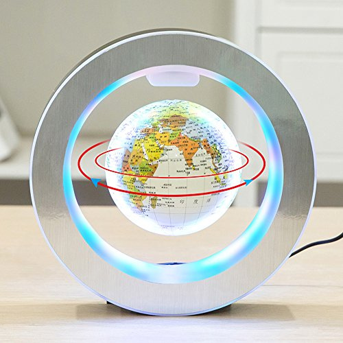 Levitation Floating Globe 4inch Rotating Magnetic Mysteriously Suspended In Air World Map Home Decoration Crafts Fashion Holiday Gifts (White)