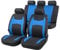 Walser Auto-Sitzbezug Fairmont, Universal-Sitzbezug Komplett-Set, PKW-Sitzbezüge, 2 Vordersitzbezüge, 1 Rücksitzbankbezug schwarz/blau