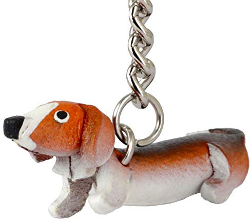 MONKIMAU Damen Schlüsselanhänger Dackel Hunde Figur aus Leder