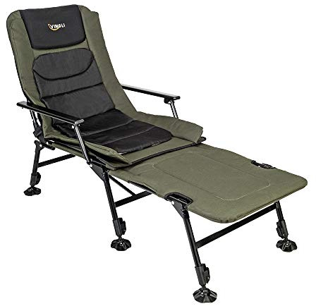 VINGLI Heavy Duty Fishing Chair with Footrest Support 440 LBS, Oversized Camping Chairs with 160° Adjustable High Back, Beach Chair for Outdoors/Yard/Forest