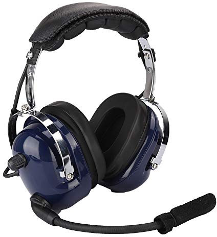 ASHATA Doppelstecker Luftfahrt Headset mit 24 dB Geräuschunterdrückung Universal 3,5mm Klinke für Piloten