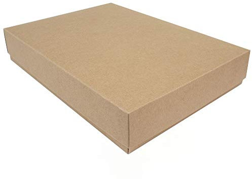 12 A4 Eco-friendly Easy Fold Gift Boxes, 305 x 220 x 55mm, Kraft | Easy to Assemble Flat Pack Box, Suitable for Clothes, Stationery, Photo Frames & More | 2-Piece Design, Recyclable, Kraft Paper