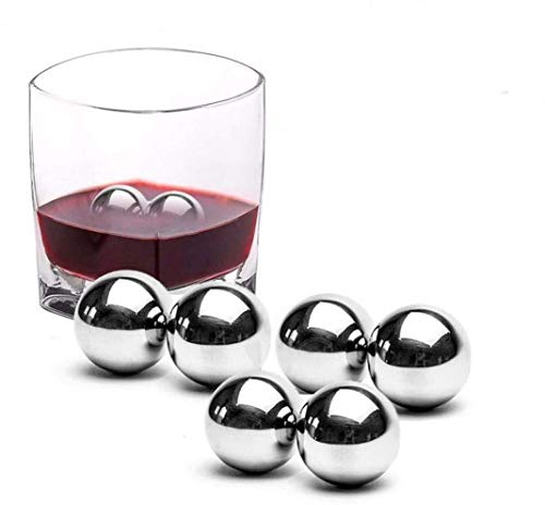 6Pcs Stainless Steel Ice Cubes Cooling Ball Whiskey Stones Reusable Metal Ice Cubes for Whiskey, Bourbon, Scotch, Vodka, Liqueurs, Beer Wine, Whiskey Rocks Chilling Stones.