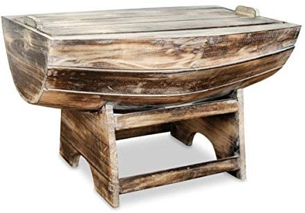 livasia Beistelltisch, Couchtisch, aufklappbares Fass, Holztisch (Handarbeit)