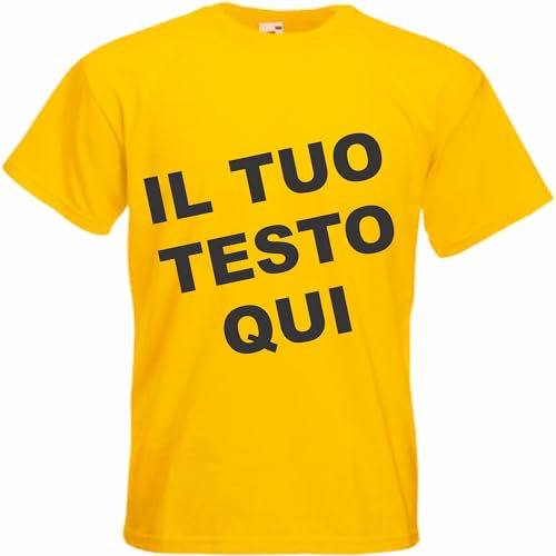 INDIGOS UG T-Shirt da Uomo, Stampa Personalizzata, con Testo Stampato, Stampa Personalizzata, Regalo per Feste e Sport Giallo. L