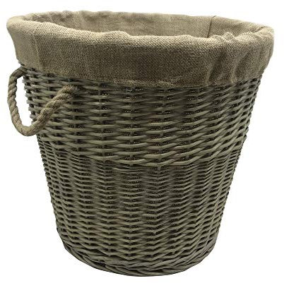 JVL Antiques - Cesta de leña Redonda con Asas de Cuerda (tamaño Mediano)