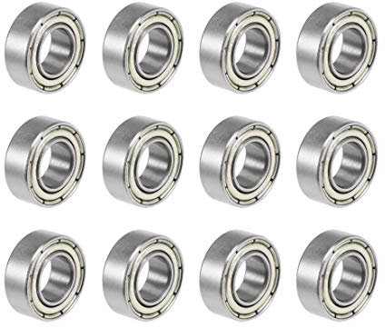 sourcing map 12Stk. 687ZZ Rillenkugellager Z2 doppelt geschirmt Kohlenstoffstahl 7mm X 14mm X 5mm