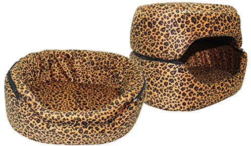 PremiumShop321 Empress Cat 3in1 Katzenhöhle Katzenbett Katzenkörbchen Luxusbett 35x45 cm (Leopard)