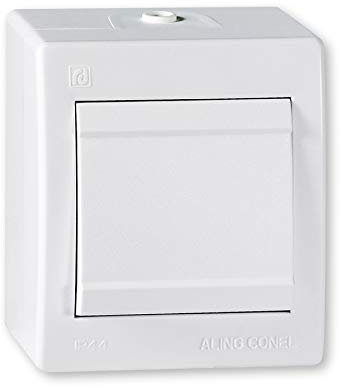 ALING-CONEL Ein/Aus Aufputz Schalter mit Wippe, 10AX/250V~ / IP 44 - Weiß