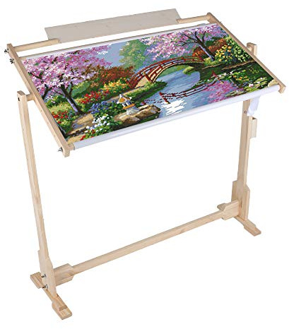 Handarbeitsständer Verstellbarer Stickständer, Holzrahmen Stickständer Kreuzstichrahmenständer 360-Grad-Drehoberteil 80 cm