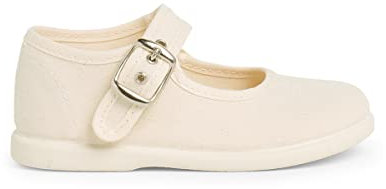 Pisamonas Scarpe Ballerine Cinturino Bambina Tela Fibbia Misurare 22 Colore Ecru