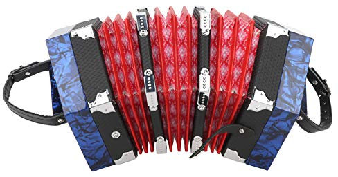 3 Farben Professionelles Akkordeon Concertina Concertina Instrument mit verstellbarem Handschlaufe für den Außenbereich und für Musik(Royal blue)