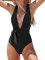 CUPSHE Femme Maillot de Bain 1 Pièce à Décolleté Plongeant Dos Croisé Swimsuit Maillot 1 Pièce Maillot Noir M