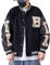 Moshtashio Herren College Jacke Baseballjacke Unisex Mode Sportjacke Sweatjacke Urban Stehkragen Streetwear (Schwarz, L)