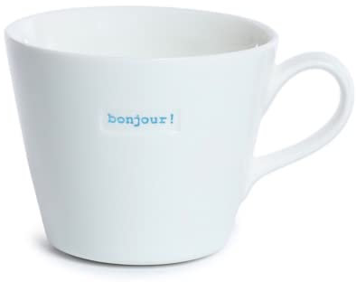 Statement Henkeltasse Bonjour! Blau 380 ml Keith Brymer Jones Kaffee-Tasse Keramik