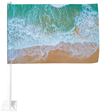 Autoflagge 2 Stück Auto Fenster Fahne Flagge Autofenster Banner Flagge Innendekoration im Freien Flaggen für Auto Flaggen mit Meereswellenmuster Klein 45x30cm 1 Paar Gartendeko Outdoor Fahne Banner