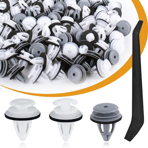 Xislet 100 clips de retención de panel de puerta compatibles con BMW 3, 5 y 7 E46 E36 E34 E38 E39 M3 Series Reemplazar # 51411973500 – Clips de plástico universales de 9 mm con junta de espuma para la mayoría de los coches