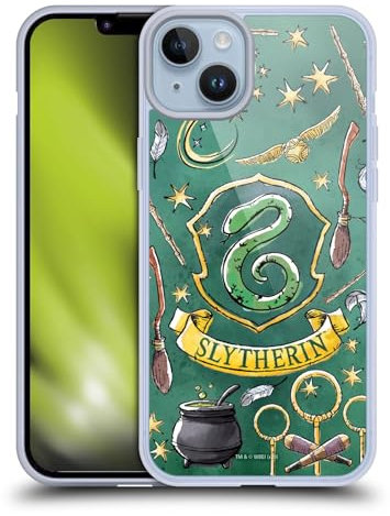 Head Case Designs Officially Licensed Harry Potter Slytherin Pattern Deathly Hallows XIII Gel Case [Military Grade Protection] Compatible With Apple iPhone 14 Plus