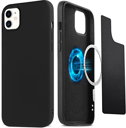 Yoedge Cover Magnetica per Apple iPhone 11 6,1, Squishy Silicone Liquido Custodie per Cellulari Compatibile con MagSafe Ricarica Wireless, Antiurto Nera Originale Cover Case per iPhone11, Tinta Unita