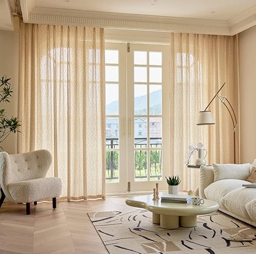 Lactraum Vorhang Wohnzimmer Luxus Eleganz romantische Gardine Braun Kräuselband H245 x B300 cm