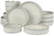 Bloomhouse - Oprah's Favorite Things - Santorini Mist Double Bowl Terracotta Reactive Glaze Plates and Bowls Dinnerware Set - Moonstone White, Service for Four (16pcs)