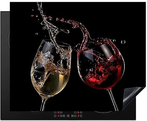 KitchenYeah© Copri Piano Cottura Induzione 65x52 cm Coprifornelli Fornello Proteggi Tutto per la Cucina Fornelli Vino rosso - Vino bianco - Vetro - Nero