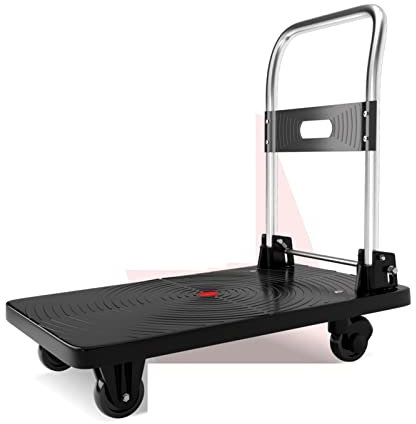 Carretilla Plataforma Carrito de la plataforma plegable que mueve el carro de empuje con la manija de metal plegable y 4 ruedas giratoria y lanzamiento de lanzador for el hotel Home Booksore Carro Pla