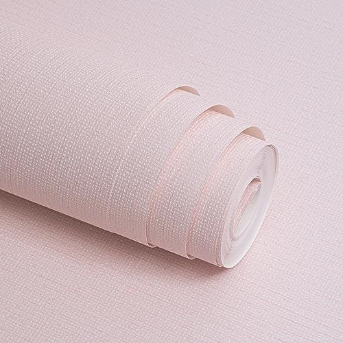 BPILOT Tapete Nicht Selbstklebende Verdickte Vliestapete Mit Leinenstruktur Wohnzimmer Schlafzimmer Hintergrund Wandtechnik Hellrosa