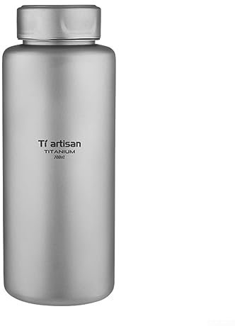 Titan-Wasserflasche, auslaufsicher, für den Außenbereich, Camping, Tee, Kaffee, Trinkbecher mit Dichtungsring und Stoffbeutel (700 ml, 1000 ml)