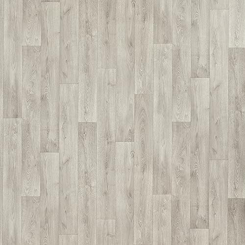 Grey Wood Effect Sheet Floor Vinyl Non Slip Lino Flooring Roll Cushioned Vinyl Light Oak Kitchen Bathroom Flooring 2m 3m Width 2m Length To 8m Length (Arnside Weathered Oak, 3m x 2m)