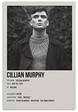TeDe Cillian Murphy Collection Dekoration Poster Kunst Wohnzimmer Schlafzimmer Poster Malerei Dekorative Malerei Druck Leinwand Wand 20 x 30 cm Unrahmen Stil
