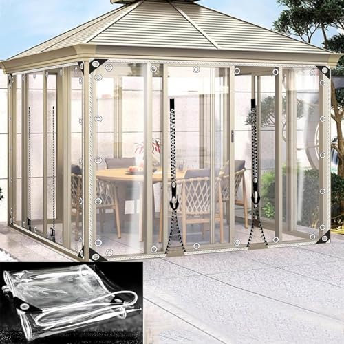 JIAJUTUI001 Tende Trasparenti per Esterno Telo Trasparente Occhiellato Tenda Plastica Trasparente per Esterno per Pergola Carport Patio,Teloni PVC (5x10m(WxL))