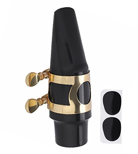 Altsaxophon Mundstück Set, ABS Saxophon Mundstück Set mit Kappen Metallschnallen Reed Pads