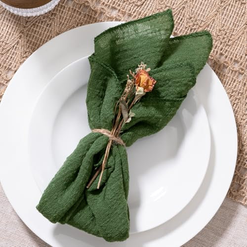 MLMW Stoffservietten, Set mit 10 olivgrünen Sommer-Tischservietten, waschbar, 41,9 x 41,9 cm, für Hochzeit, Garten, Party, Babyparty, Brautparty, Geburtstag, Tischdekorationen