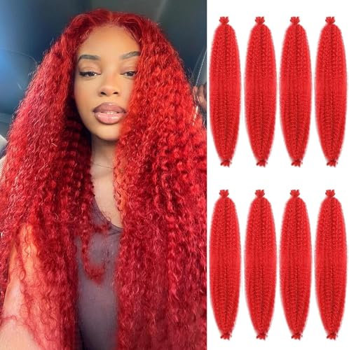 FABÉLLE 24 Zoll 8 Stück/Pack Afro Extensions Naturhaar Kinky Curly Afro Twist Hair Strähnen für afrikanische Zöpfe Hinzufügen Haar Zöpfe Braids Fake Butterfly Locs Haken Rot #