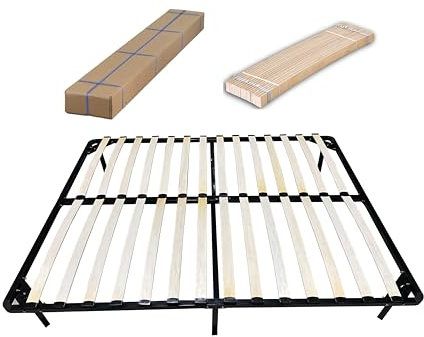 Buartttbear Sommier 140x200CM avec Pieds,Sommiers a Lattes pour Adulte avec Lattes en Bois et Structure en métal, Compatible avec Cadre de Lit (Sommier-140x200avecPieds)