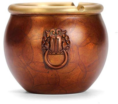 Ashtray Pure Copper Ashtray Living Room Practical Storage Ashtray Decoration Office Coffee Table Home Copper Craft Gift Ashtray Ashtray for Home Office(Brass)