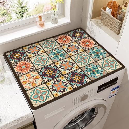Tapete Para Lavadora Absorbente Antideslizante Mandala Bohemio Estilo Vintage Para Lavadora Secadora Cubierta Superior Superabsorbente Para Lavadora Microondas Refrigerador (Styles 2,60 x50 cm)