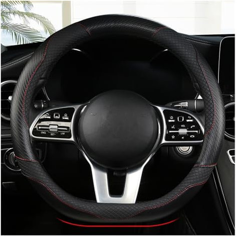 SERTGFRE Lenkradbezug Auto, für Ford Puma St-Line X 2020 2021 2022 2023 2024 Lenkradhülle Lenkrad Abdeckung aus Mikrofaser Leder Mit Kohlefasermuster Standardgröße 37-38cm,D-Black