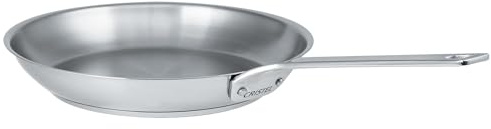 CRISTEL 1826 Collection 10 Stainless Steel Frying Pan, Made in France, 18/10 Stainless Steel, 3-Ply Construction, Double Riveted Fixed Handle, Oven and Dishwasher Safe