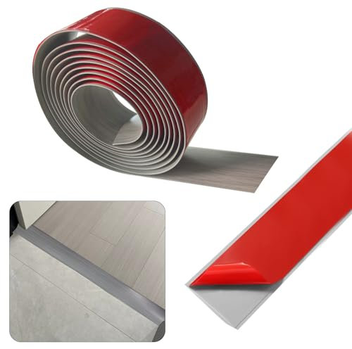 ToKinCen 5cm Self-Adhesive Flat Door Threshold Strip,Floor Door Divider Strip,Laminate Floor Strip,Flooring Edge Trim Joining Strip Door Bar(10 FT,Grey Wood Grain)
