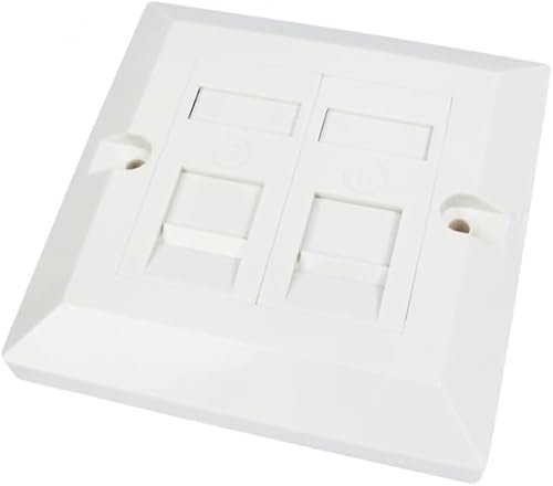CAT6 Ethernet Faceplate Single RJ45 Socket Wall Plate for CAT 5 Ethernet Cable Networking Socket Box - 1 Port / 2 Ports / 4 Ports - by Electoys (2 Ports)